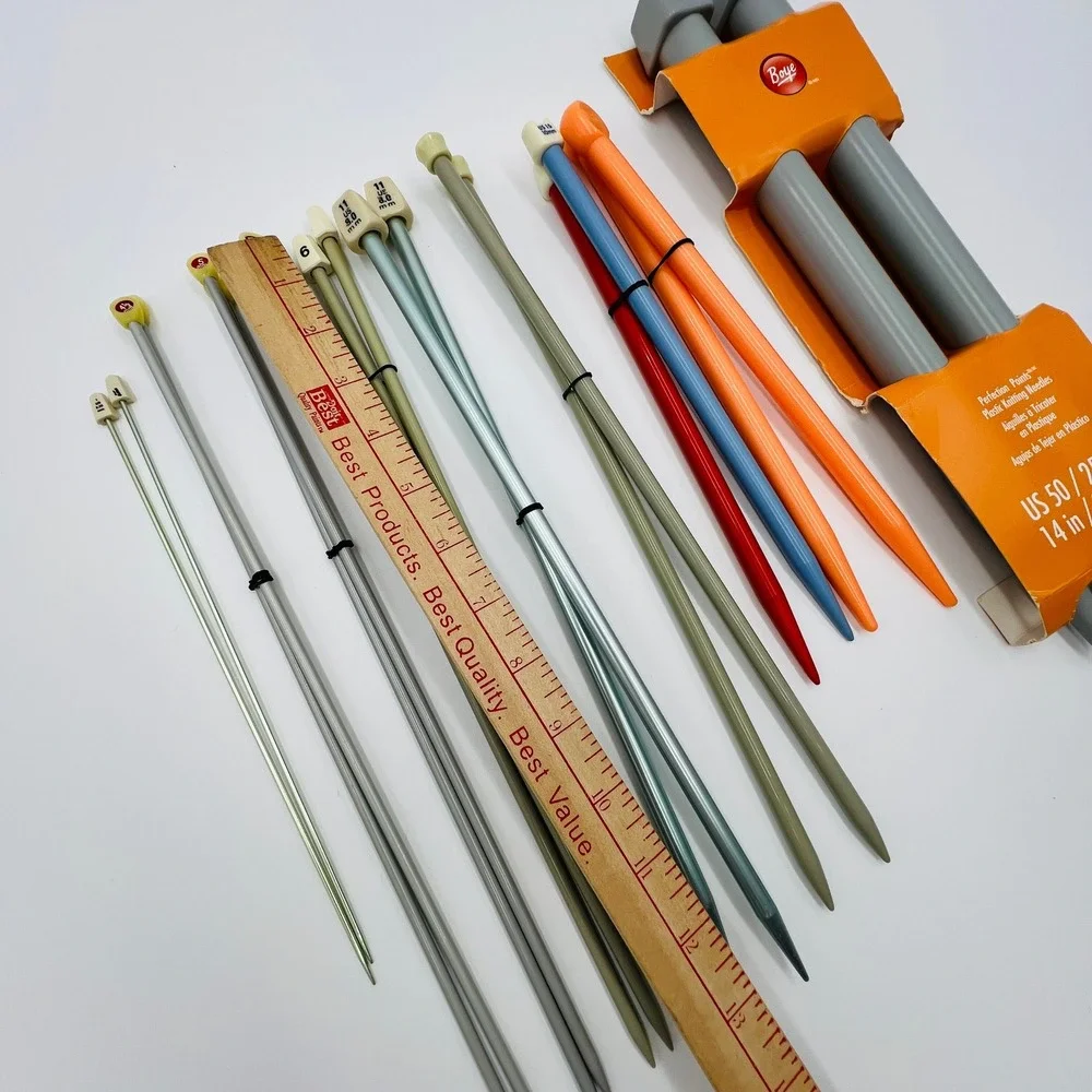 Mixed Lot Knitting Needles Bates Boye US 1 to 50 Aluminum Plastic 25mm Jumbo Set